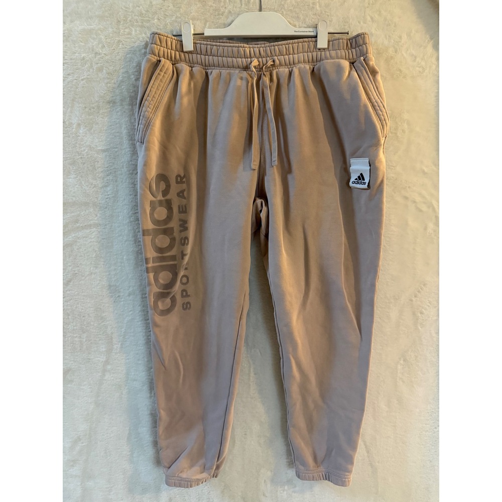 Adidas Sportswear Joggers Womens Large Mauve Pink Fleece Sweatpants Graphic Logo